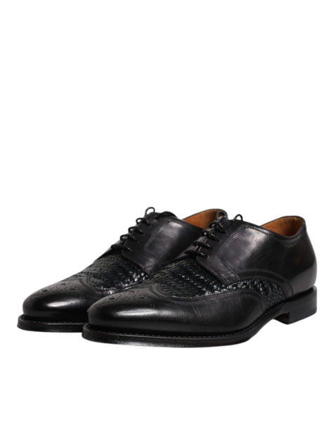 Dolce & Gabbana Black Leather Derby Wingtip Lace Up Formal Dress Shoes Dolce & Gabbana
