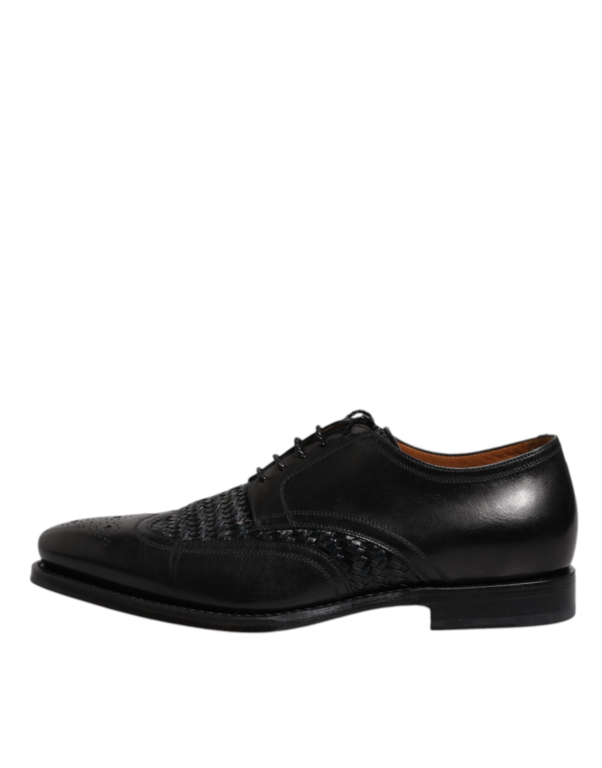 Dolce & Gabbana Black Leather Derby Wingtip Lace Up Formal Dress Shoes Dolce & Gabbana