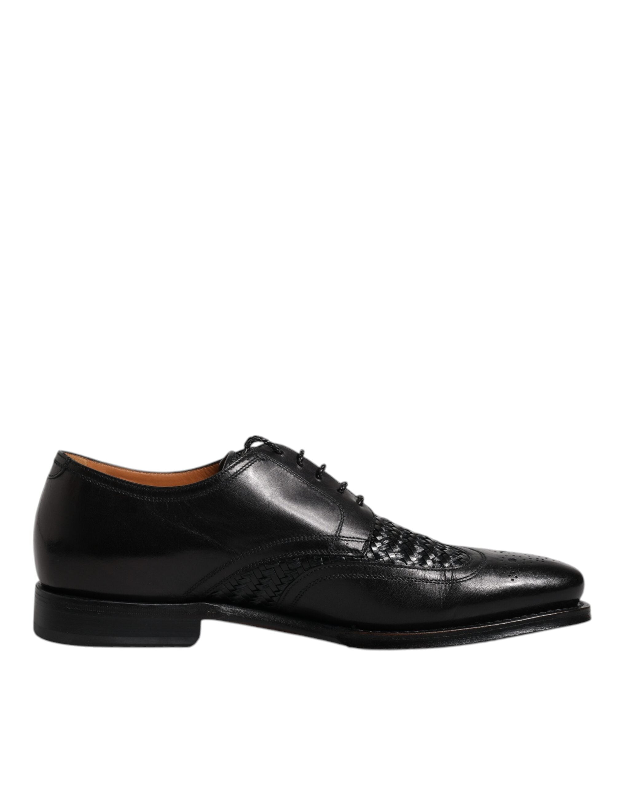Dolce & Gabbana Black Leather Derby Wingtip Lace Up Formal Dress Shoes Dolce & Gabbana