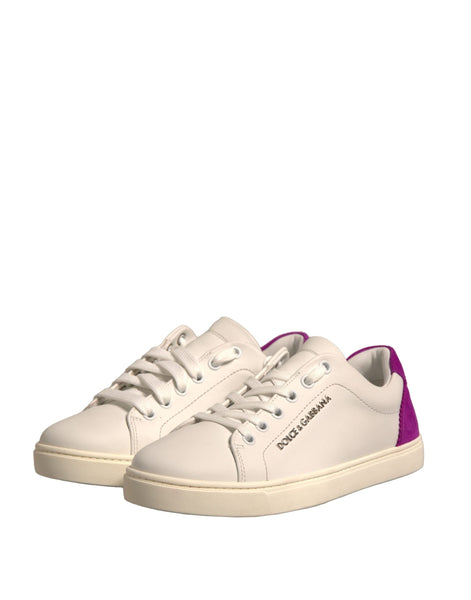 Dolce & Gabbana White Suede Leather Low Top Sneakers Shoes Dolce & Gabbana