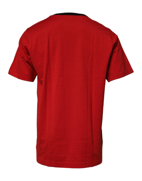Dolce & Gabbana Red Logo Crown Cotton Crew Neck T-shirt Dolce & Gabbana