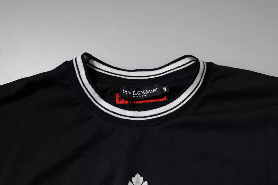 Dolce & Gabbana Dark Blue Logo Crown Cotton Crew Neck T-shirt Dolce & Gabbana