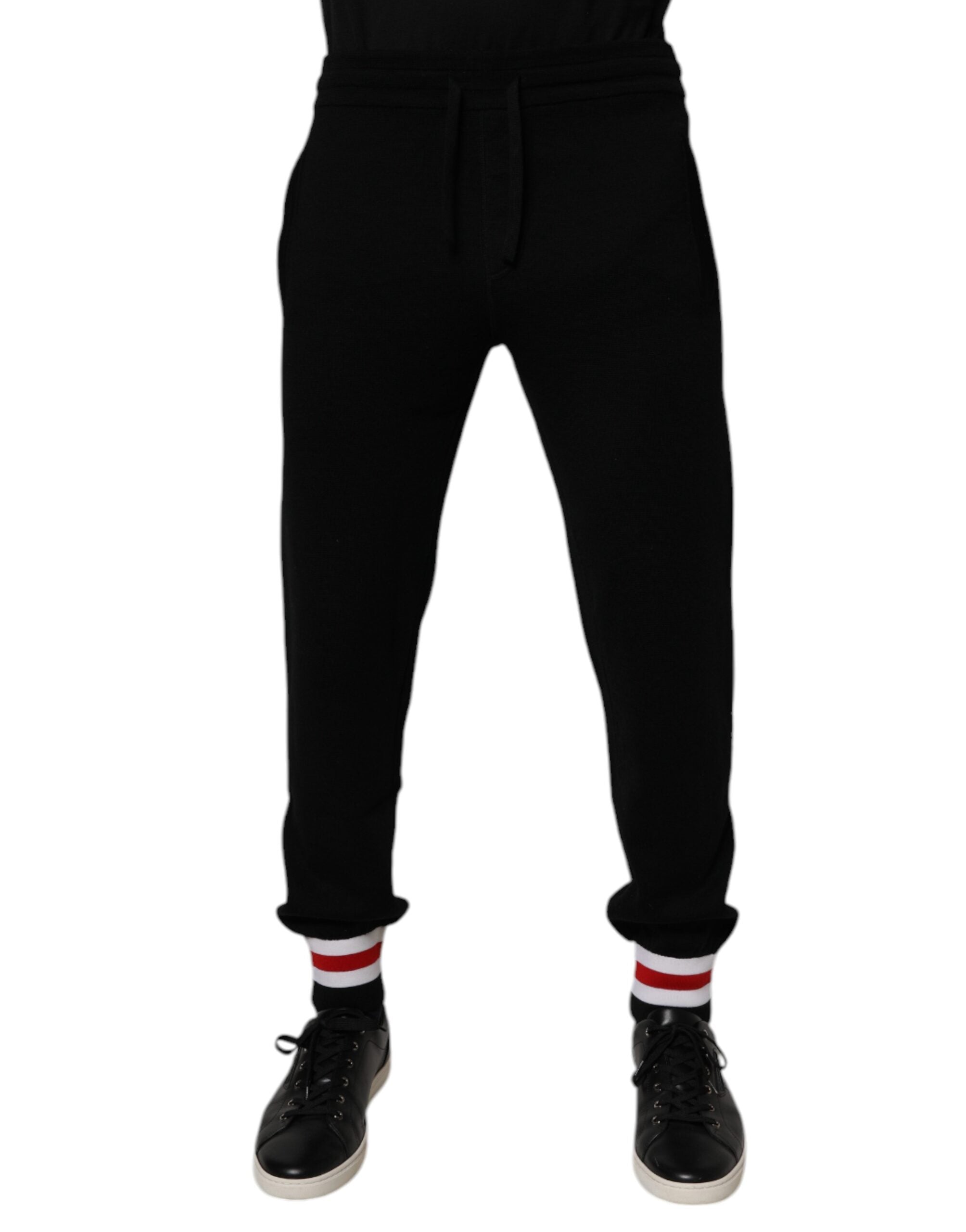 Dolce & Gabbana Black Wool Mid Waist Jogger Sweatpants Pants Dolce & Gabbana