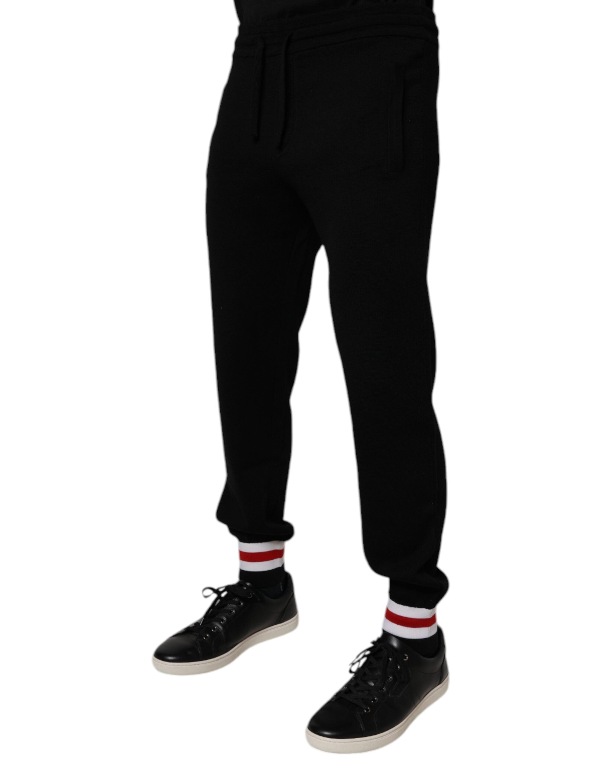 Dolce & Gabbana Black Wool Mid Waist Jogger Sweatpants Pants Dolce & Gabbana