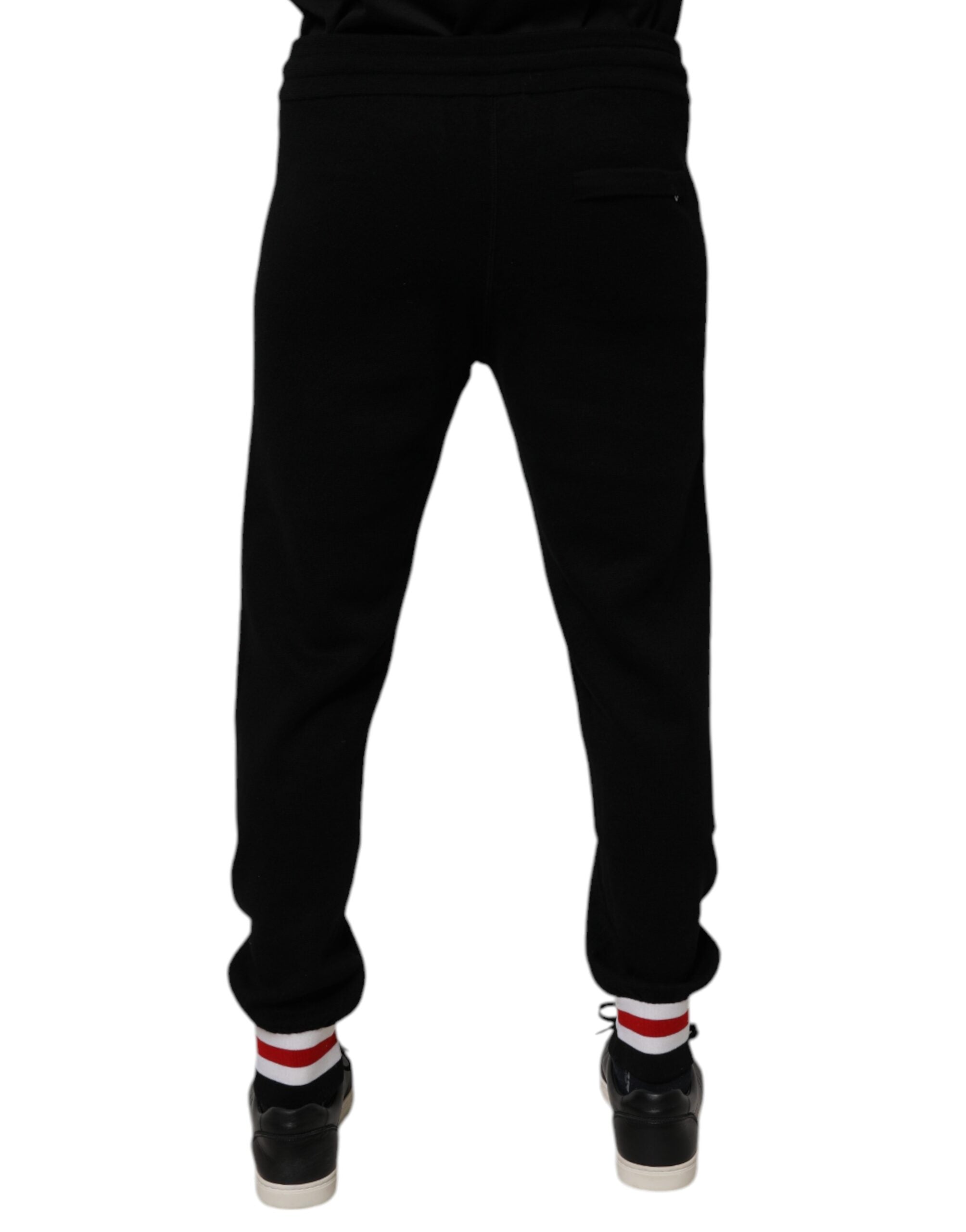 Dolce & Gabbana Black Wool Mid Waist Jogger Sweatpants Pants Dolce & Gabbana