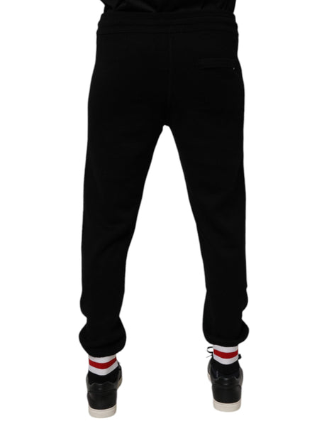Dolce & Gabbana Black Wool Mid Waist Jogger Sweatpants Pants Dolce & Gabbana