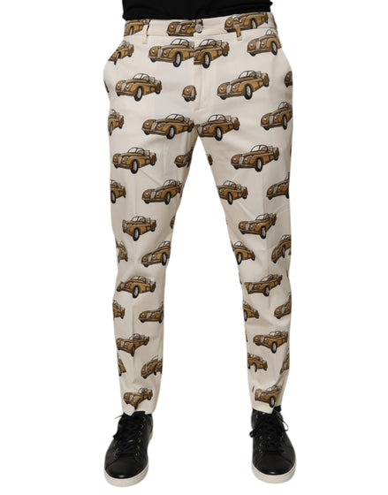 Dolce & Gabbana Off White Cars Cotton Skinny Men Denim Jeans Dolce & Gabbana