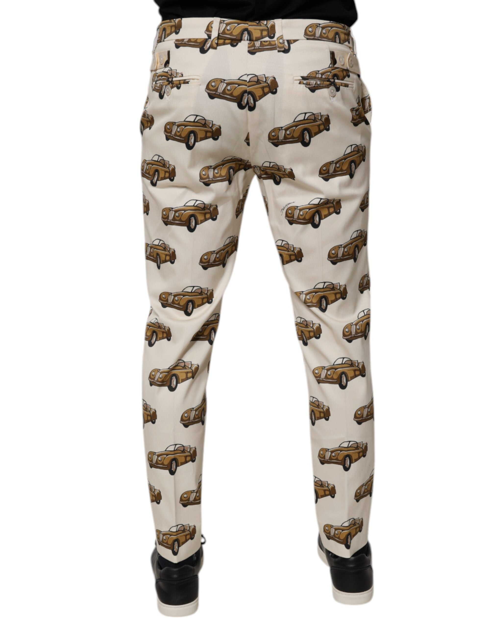 Dolce & Gabbana Off White Cars Cotton Skinny Men Denim Jeans Dolce & Gabbana