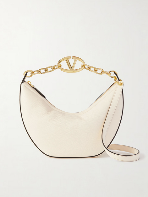 Valentino Garavani Ivory Leather Small Hobo Vlogo Shoulder Bag Valentino Garavani