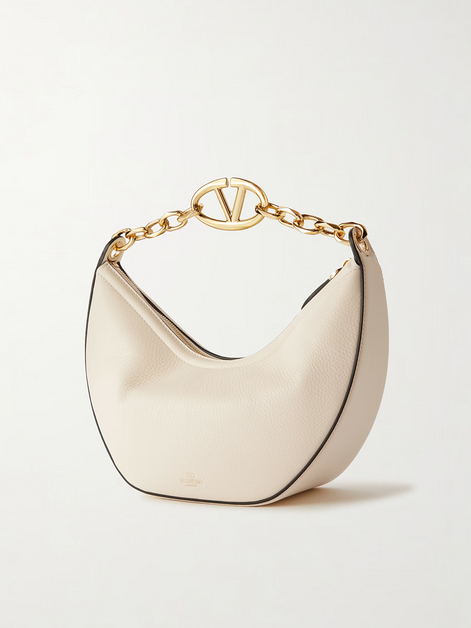 Valentino Garavani Ivory Leather Small Hobo Vlogo Shoulder Bag Valentino Garavani