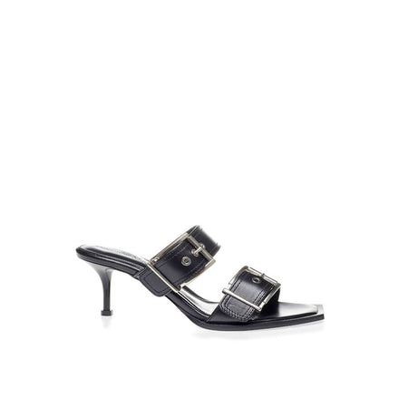 Alexander McQueen Black Leather Stiletto Heel Sandals Alexander McQueen