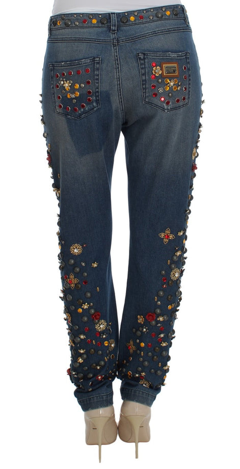 Dolce & Gabbana Crystal Roses Heart Embellished Jeans Dolce & Gabbana