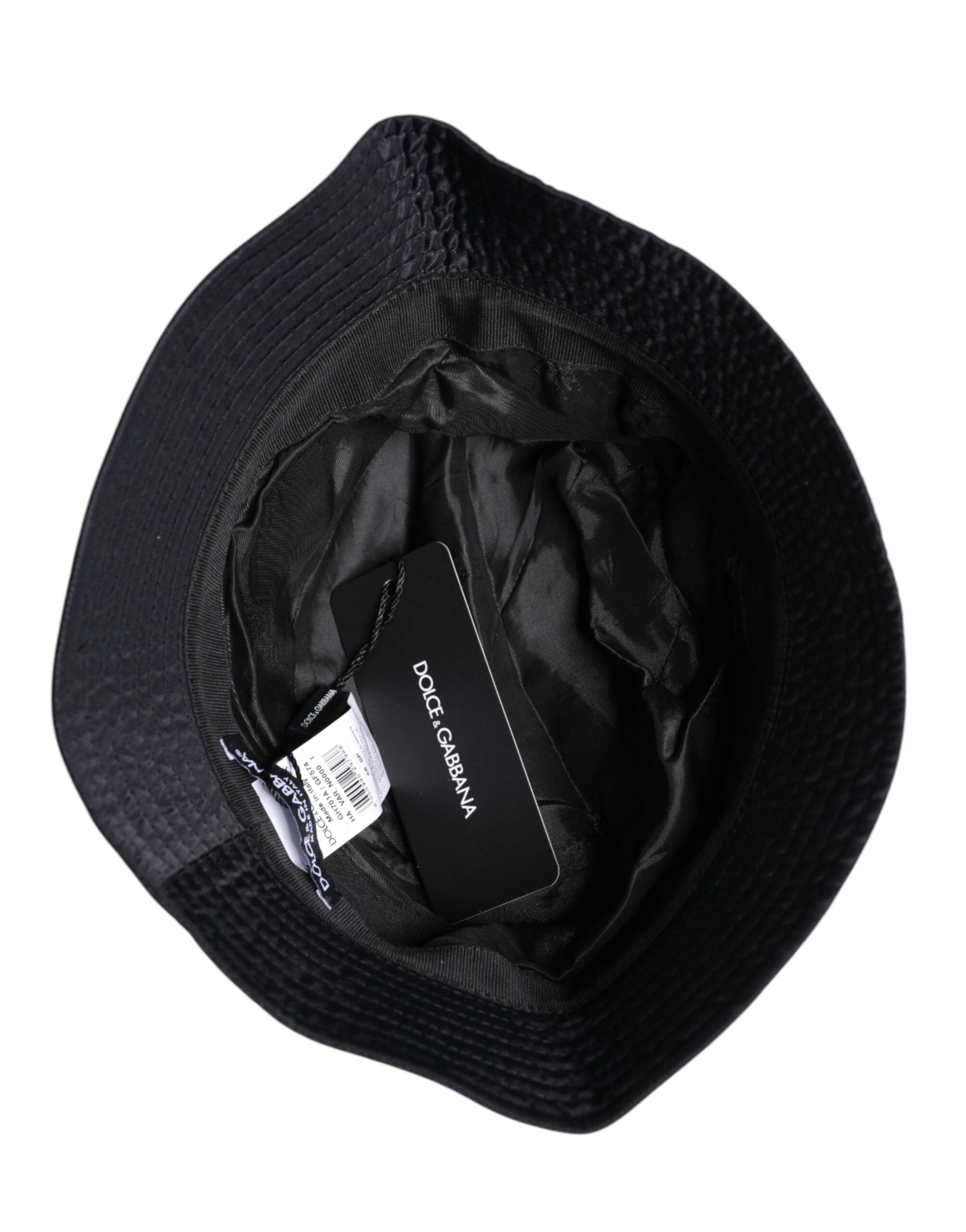 Dolce & Gabbana Black Cotton Wide Brim Bucket Hat Dolce & Gabbana