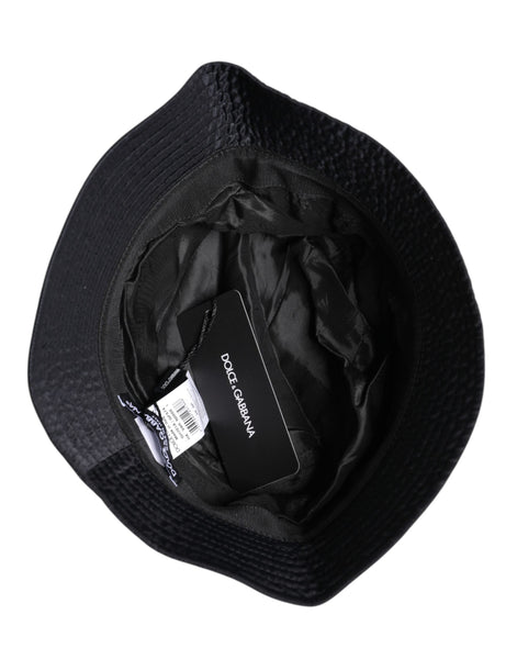Dolce & Gabbana Black Cotton Wide Brim Bucket Hat Dolce & Gabbana