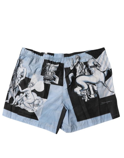 Dolce & Gabbana Blue Statue Print Cotton Mens Shorts Dolce & Gabbana