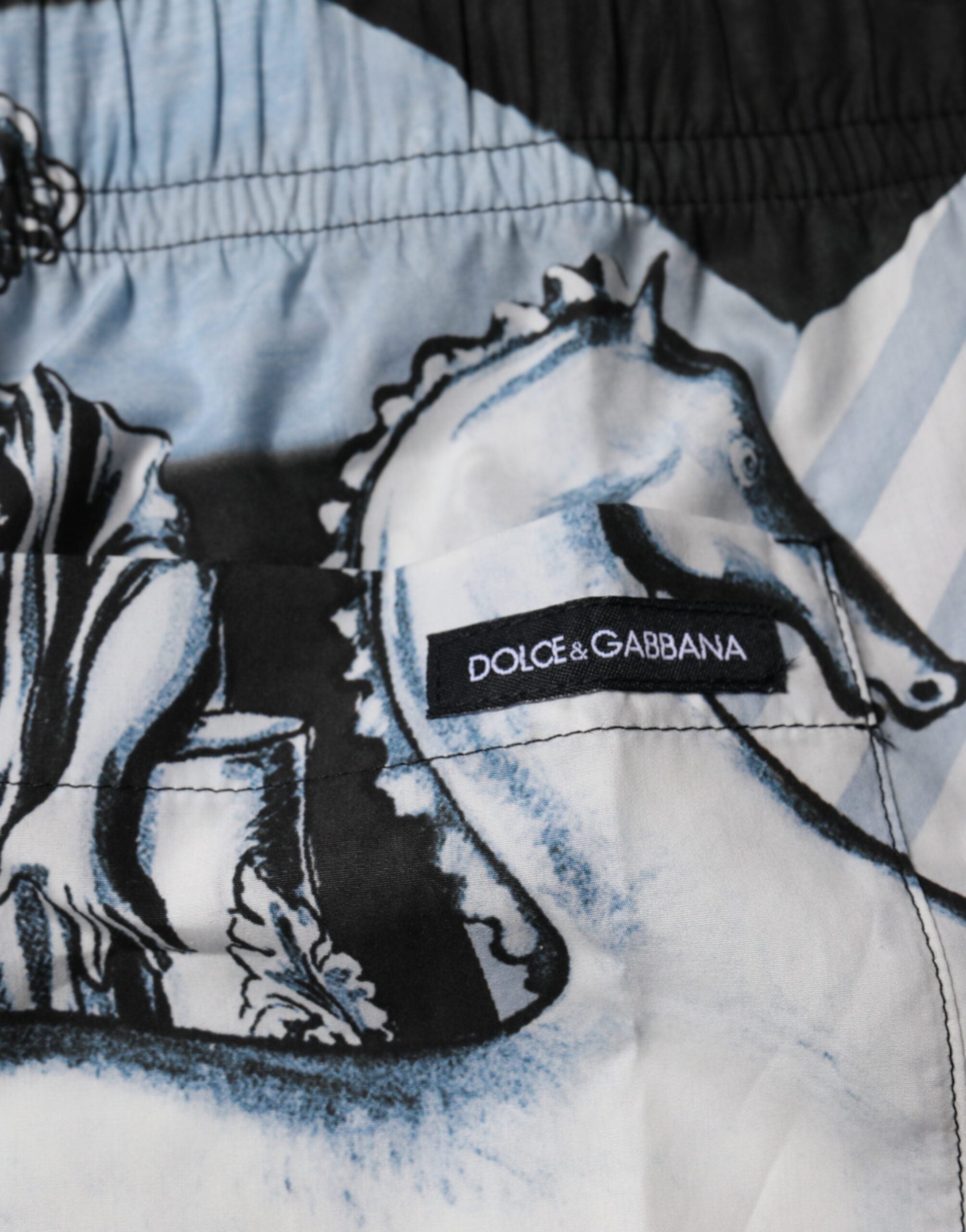 Dolce & Gabbana Blue Statue Print Cotton Mens Shorts Dolce & Gabbana