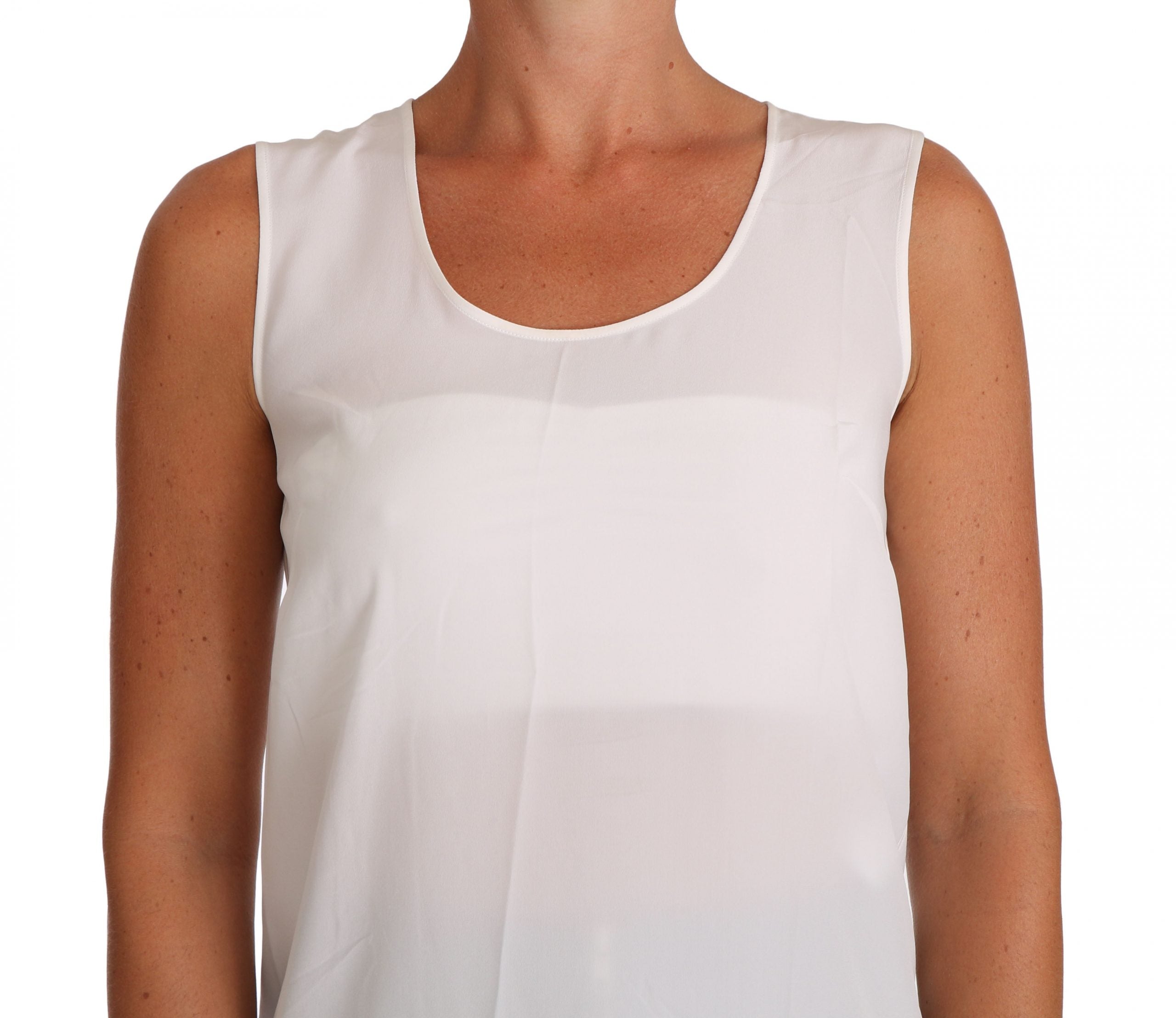 Dolce & Gabbana White Silk A-line Sleeveless Blouse T-Shirt Top Dolce & Gabbana