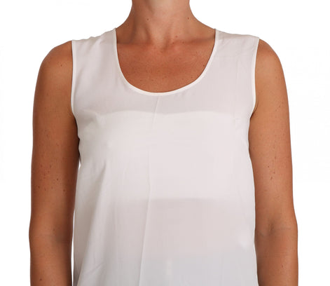 Dolce & Gabbana White Silk A-line Sleeveless Blouse T-Shirt Top Dolce & Gabbana