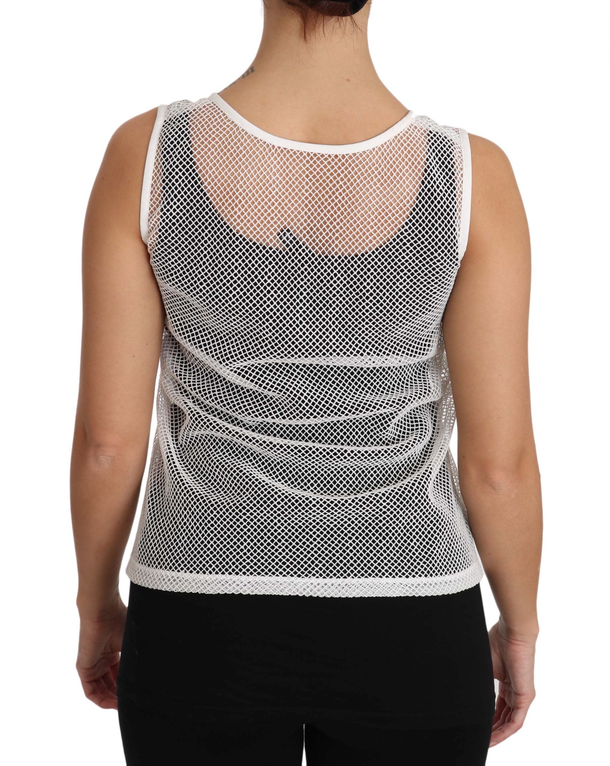 Dolce & Gabbana White Net  Transparent Sleeveless Tank Top Dolce & Gabbana