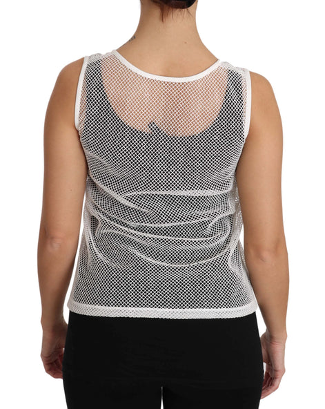 Dolce & Gabbana White Net  Transparent Sleeveless Tank Top Dolce & Gabbana