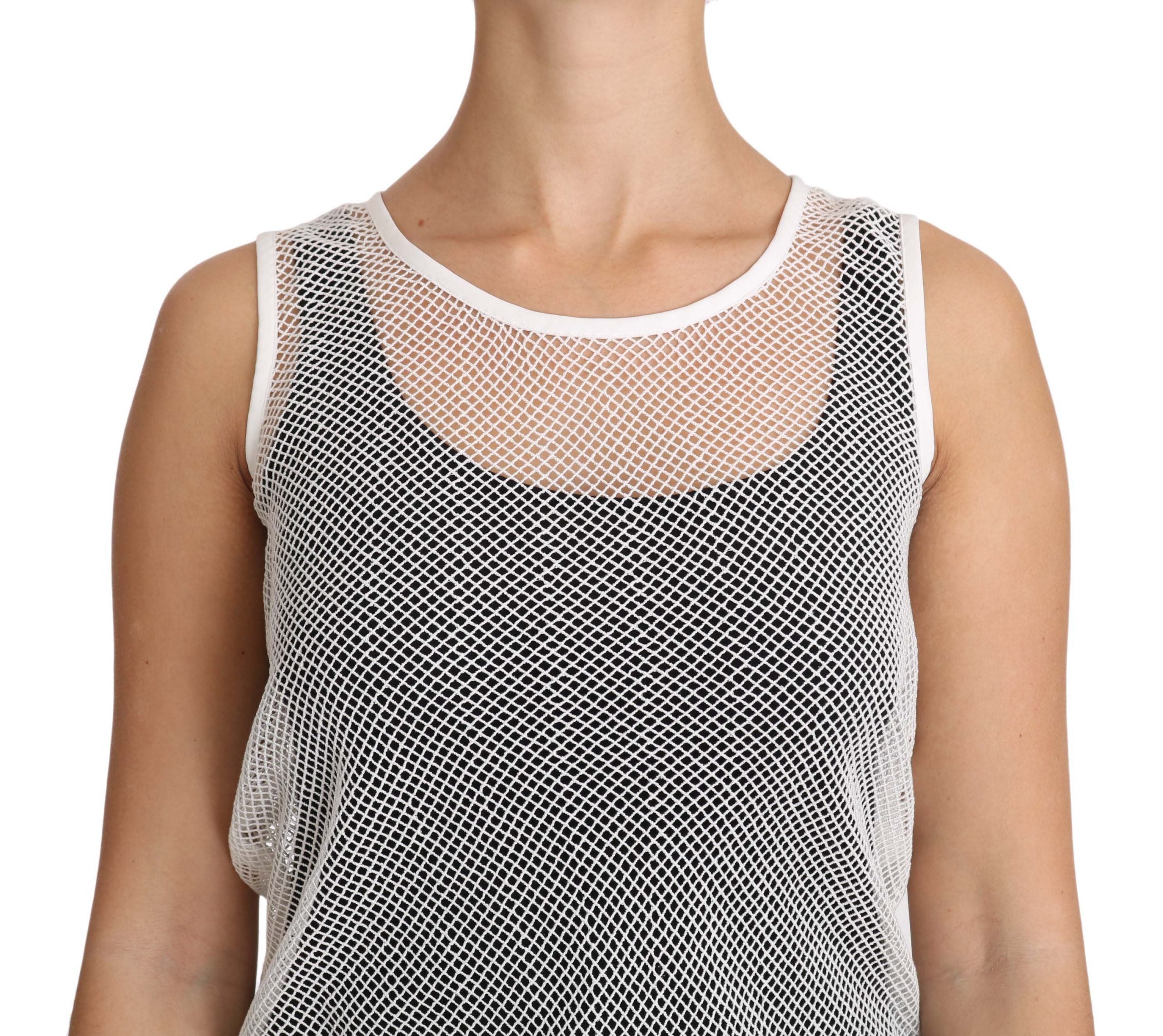 Dolce & Gabbana White Net  Transparent Sleeveless Tank Top Dolce & Gabbana
