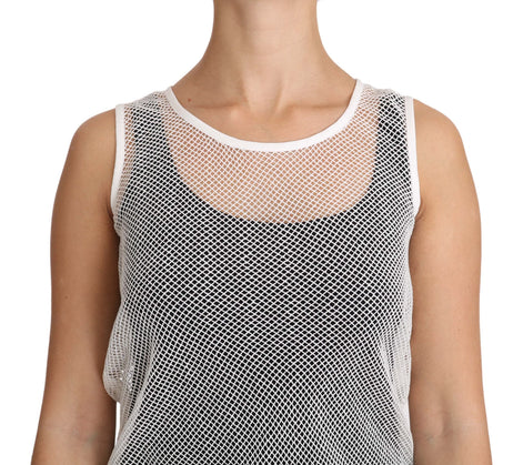 Dolce & Gabbana White Net  Transparent Sleeveless Tank Top Dolce & Gabbana