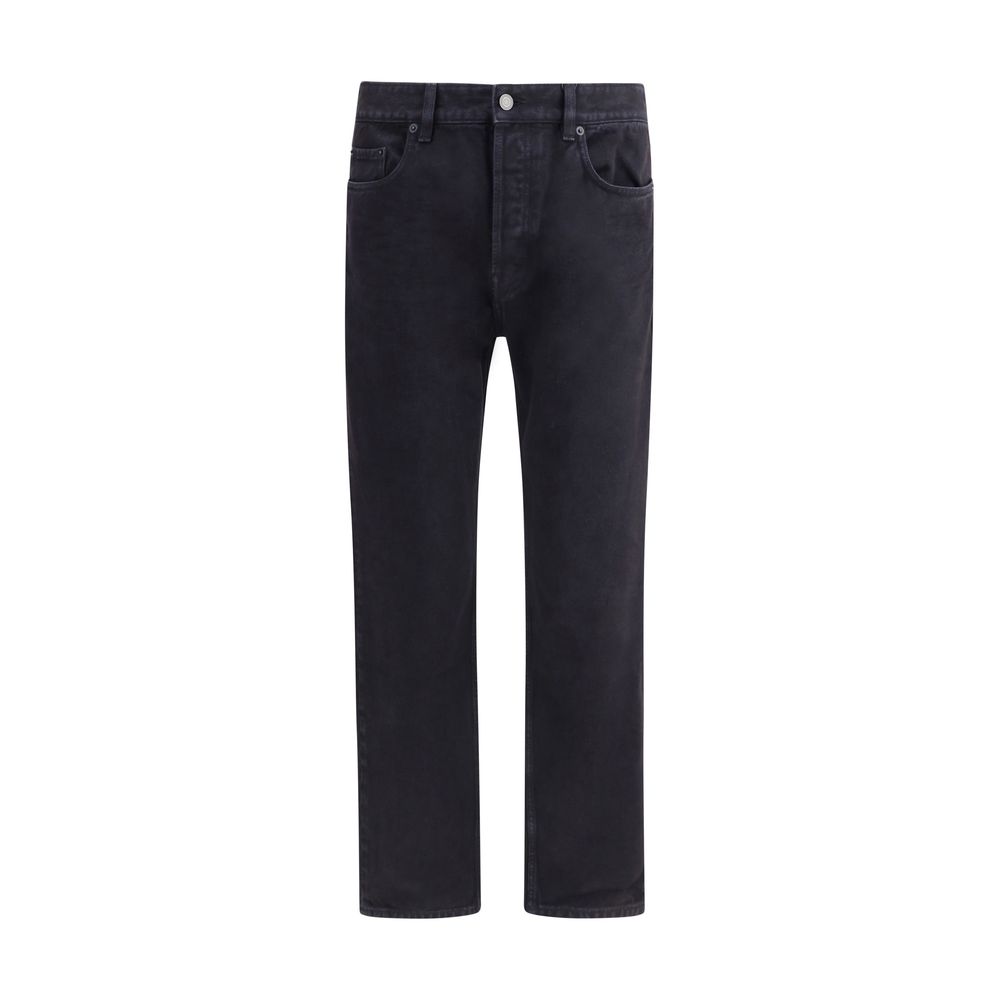 Saint Laurent Black Cotton Straight-Leg Jeans Saint Laurent