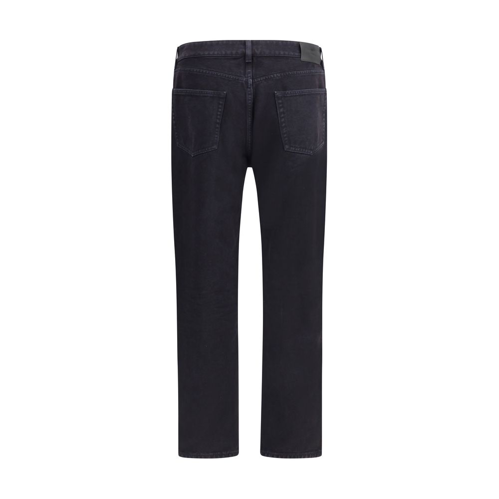Saint Laurent Black Cotton Straight-Leg Jeans Saint Laurent