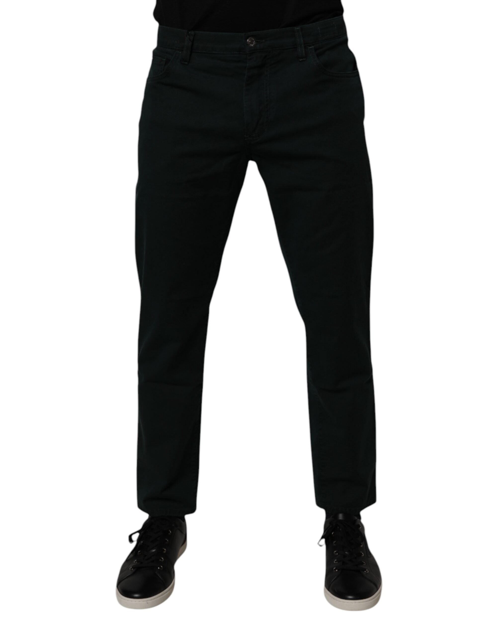 Dolce & Gabbana Dark Green Cotton Loose Men Denim Jeans Dolce & Gabbana