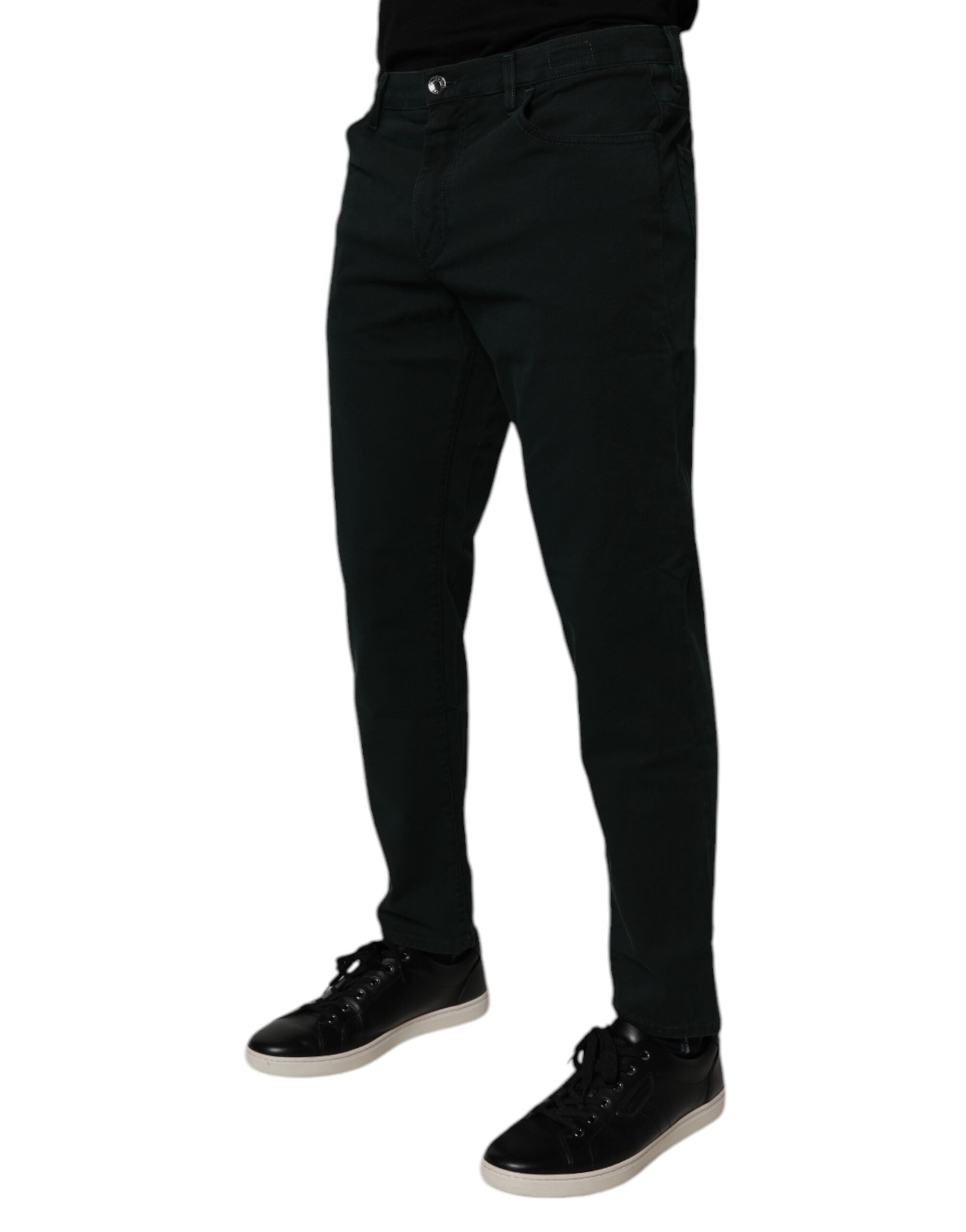 Dolce & Gabbana Dark Green Cotton Loose Men Denim Jeans Dolce & Gabbana