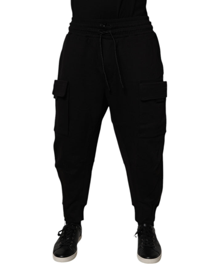 Dolce & Gabbana Black Cotton Men Cargo Jogger Sweatpants Pants Dolce & Gabbana