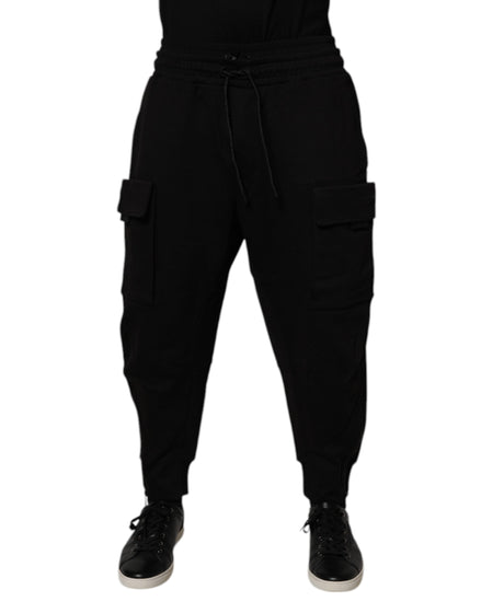 Dolce & Gabbana Black Cotton Men Cargo Jogger Sweatpants Pants Dolce & Gabbana