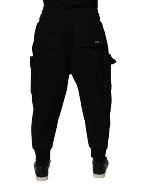 Dolce & Gabbana Black Cotton Men Cargo Jogger Sweatpants Pants Dolce & Gabbana