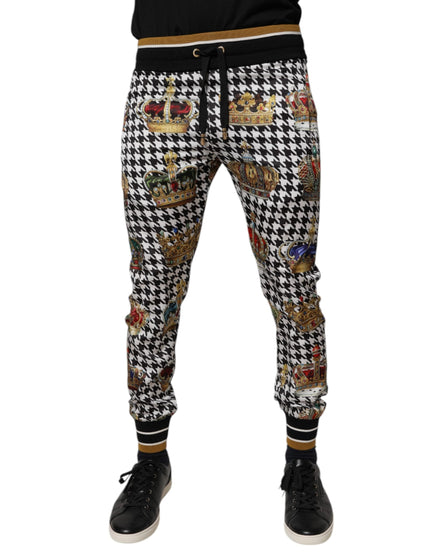 Dolce & Gabbana Multicolor Houndstooth Crown Men Sweatpants Pants Dolce & Gabbana