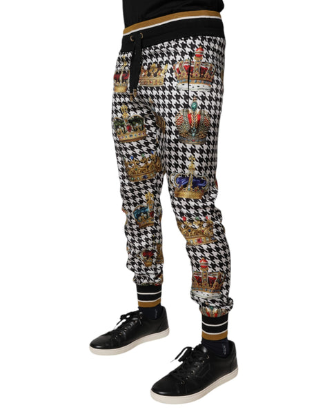 Dolce & Gabbana Multicolor Houndstooth Crown Men Sweatpants Pants Dolce & Gabbana