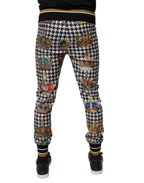 Dolce & Gabbana Multicolor Houndstooth Crown Men Sweatpants Pants Dolce & Gabbana