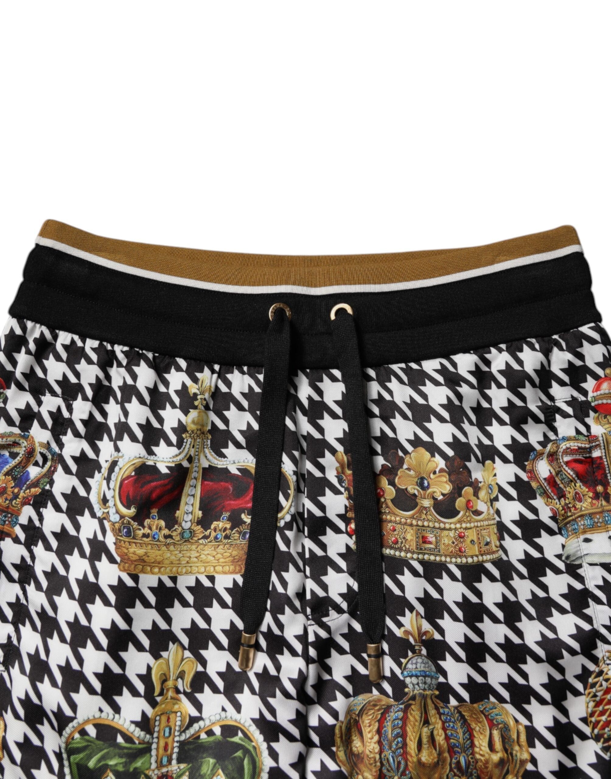 Dolce & Gabbana Multicolor Houndstooth Crown Men Sweatpants Pants Dolce & Gabbana