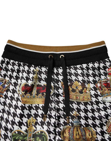 Dolce & Gabbana Multicolor Houndstooth Crown Men Sweatpants Pants Dolce & Gabbana