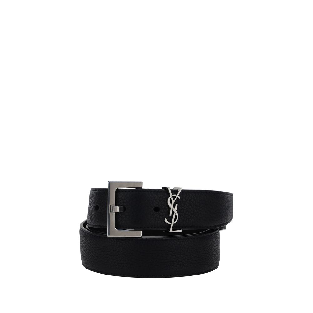 Ceinture Saint Laurent Bos Taurus Regular en cuir de veau noir