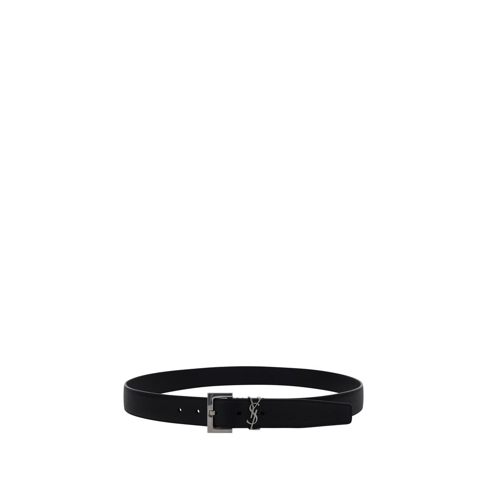 Ceinture Saint Laurent Bos Taurus Regular en cuir de veau noir