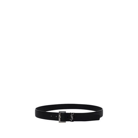 Ceinture Saint Laurent Bos Taurus Regular en cuir de veau noir