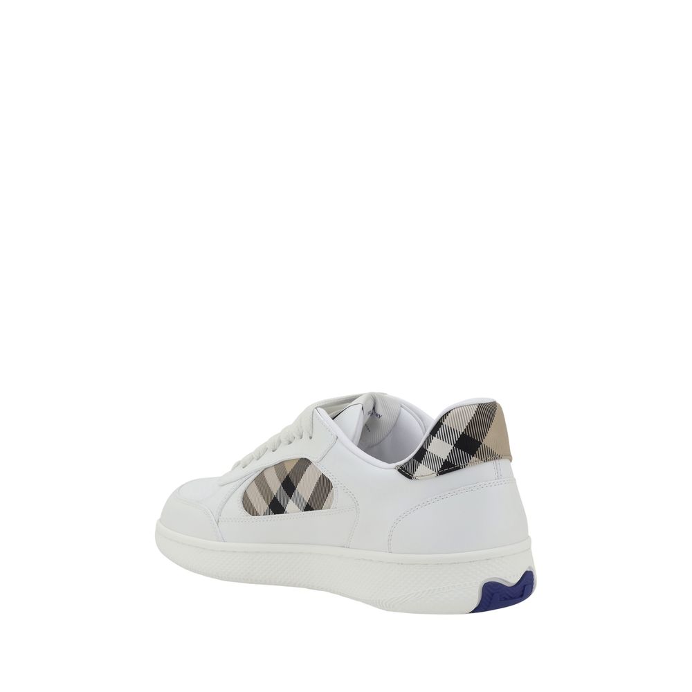 Burberry White Calf Leather Bos Taurus Low Top Sneakers Burberry