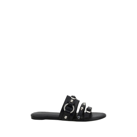 Balenciaga Black Calf Leather Bos Taurus Flat Sandals Balenciaga