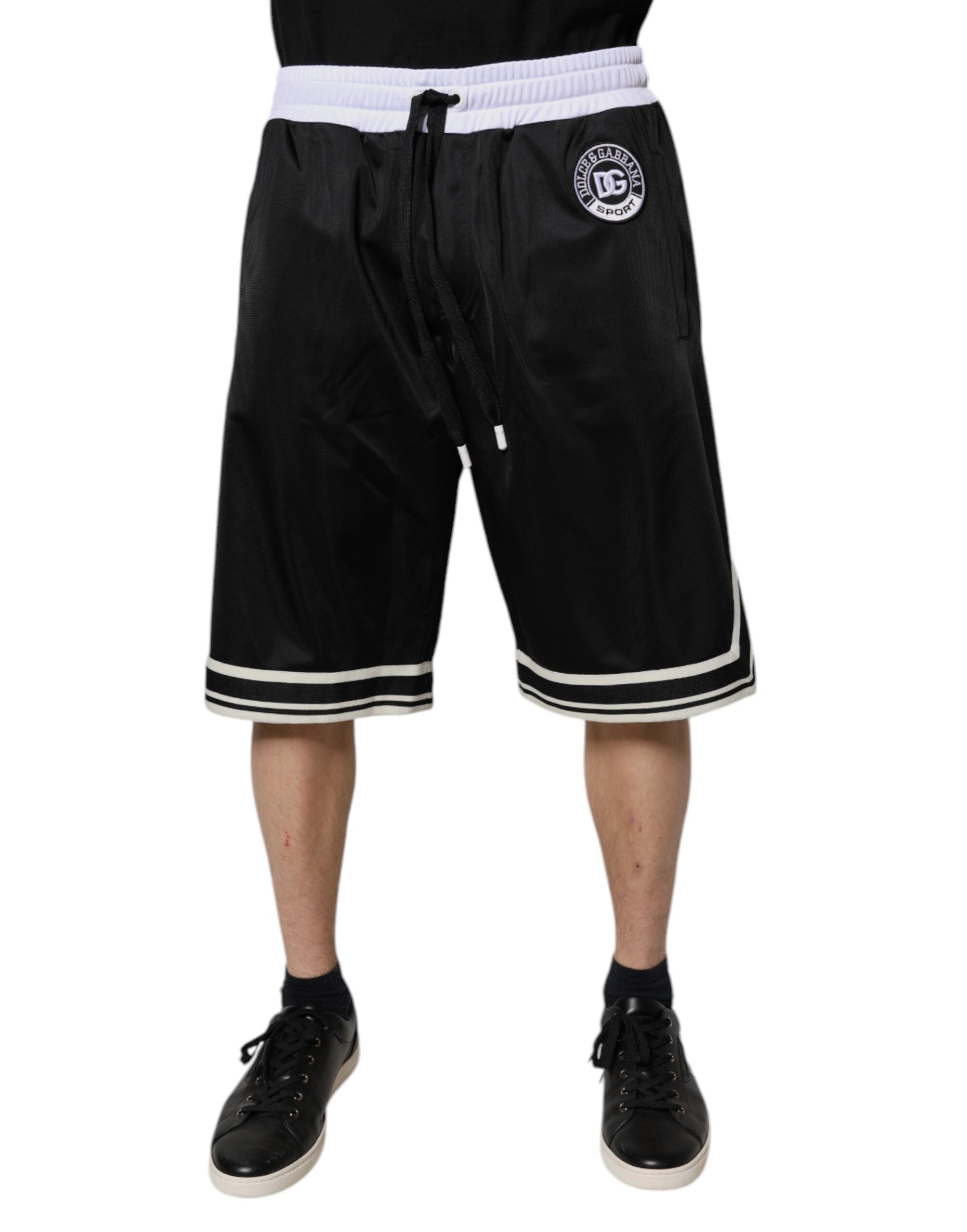 Dolce & Gabbana Black White Men Bermuda Sweatshorts Shorts Dolce & Gabbana