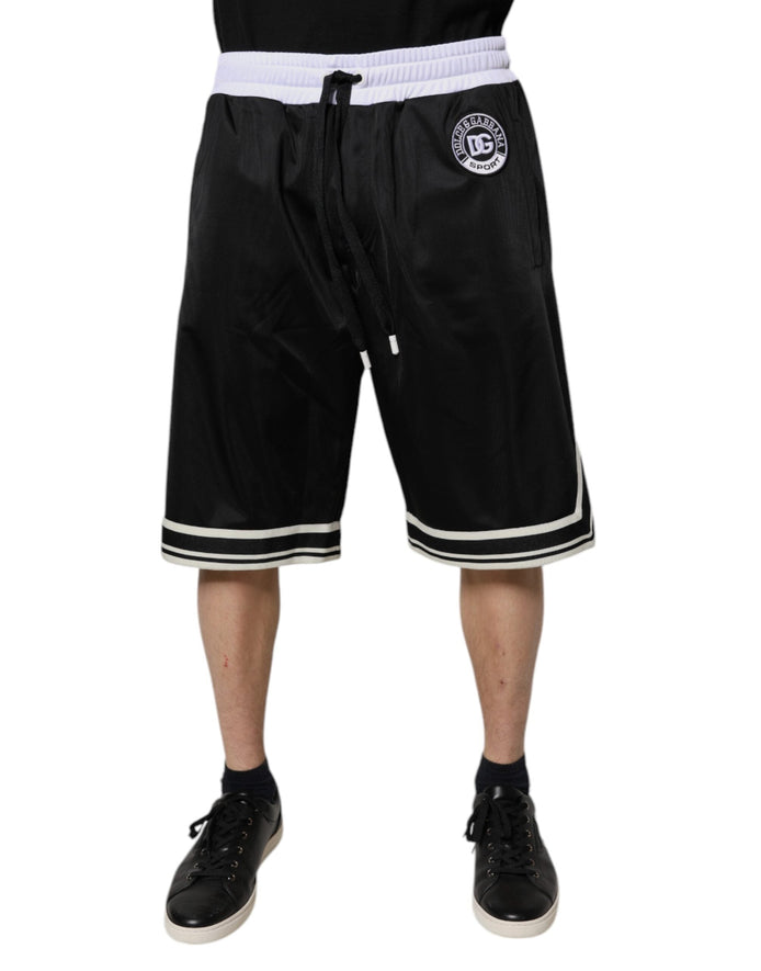 Dolce & Gabbana Black White Men Bermuda Sweatshorts Shorts Dolce & Gabbana