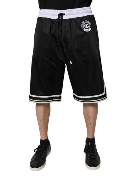 Dolce & Gabbana Black White Men Bermuda Sweatshorts Shorts Dolce & Gabbana