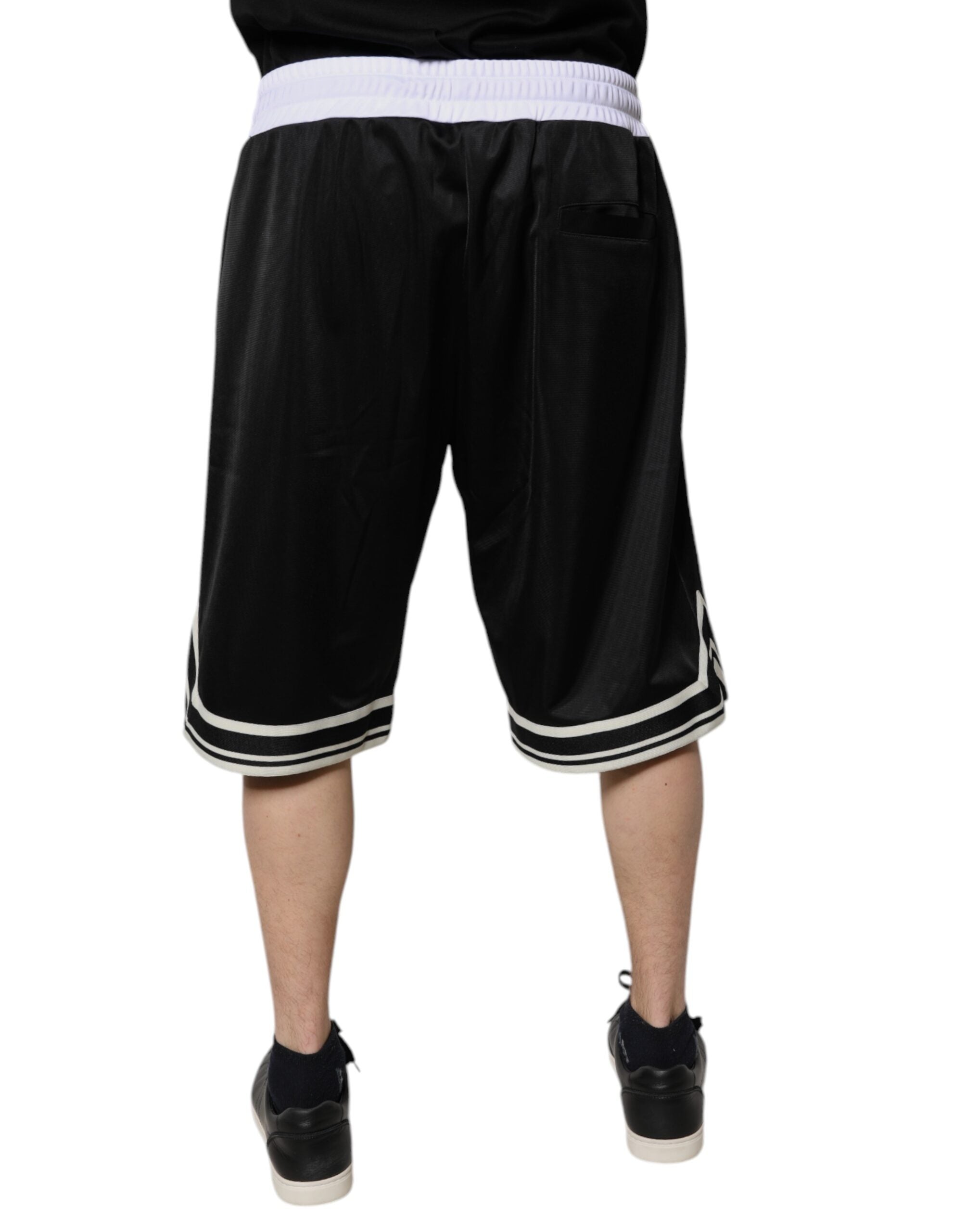 Dolce & Gabbana Black White Men Bermuda Sweatshorts Shorts Dolce & Gabbana