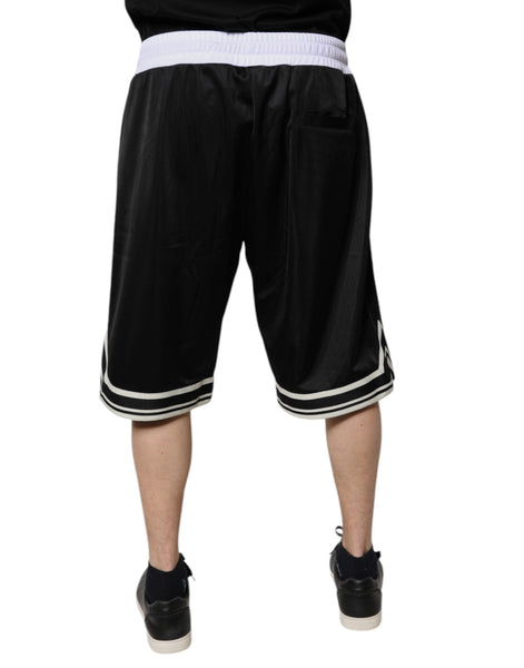 Dolce & Gabbana Black White Men Bermuda Sweatshorts Shorts Dolce & Gabbana