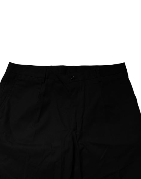 Dolce & Gabbana Black Cotton Stretch Mid Waist Bermuda Shorts Dolce & Gabbana