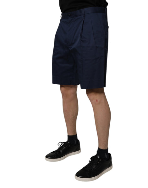 Dolce & Gabbana Dark Blue Cotton Mid Waist Men Bermuda Shorts Dolce & Gabbana